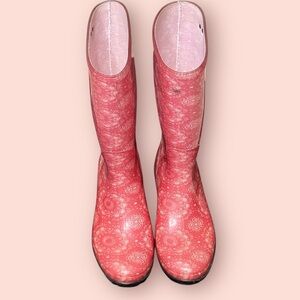 UGG Salmon Pink Stonewash Shaye Bandana Rain Boot